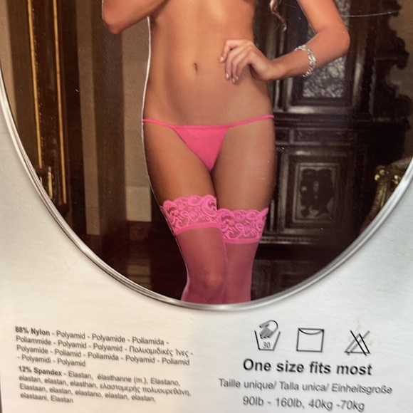 Sheer thigh hi w/ back seem bow details brand new - Picture 3 of 4